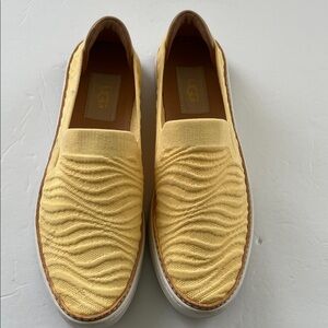 UGG Women’s Pale Yellow Slip-On Knit Loafers